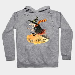 Halloween, watercolor witch, spider web Hoodie